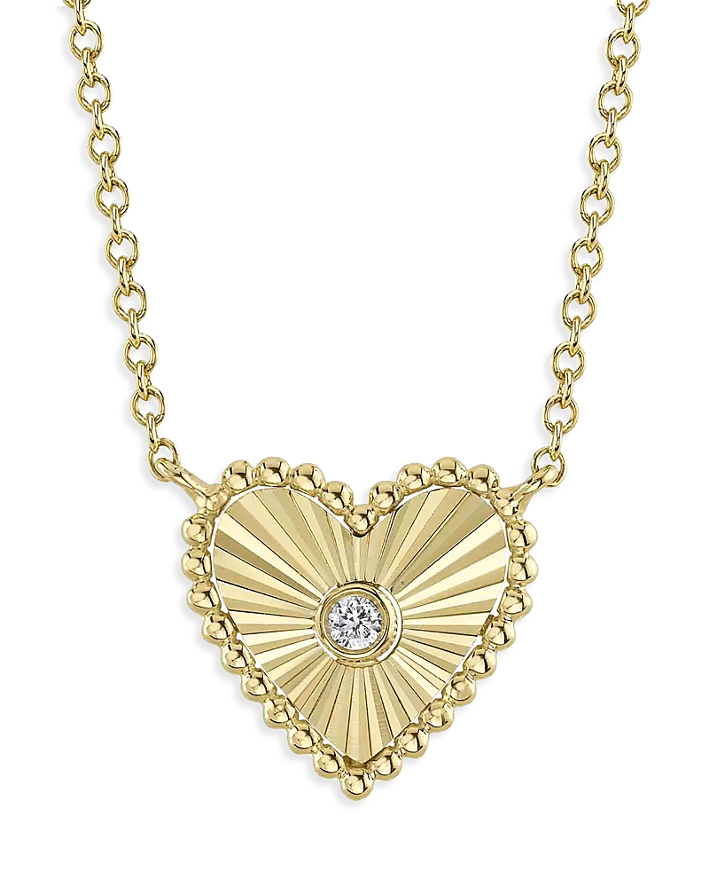 Shy Creation 14K Yellow Gold Kate Diamond Bezel Heart Pendant Necklace, 18