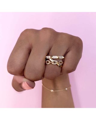 14K Yellow Gold Kate Diamond Pyramid Link Ring, 0.22 tcw