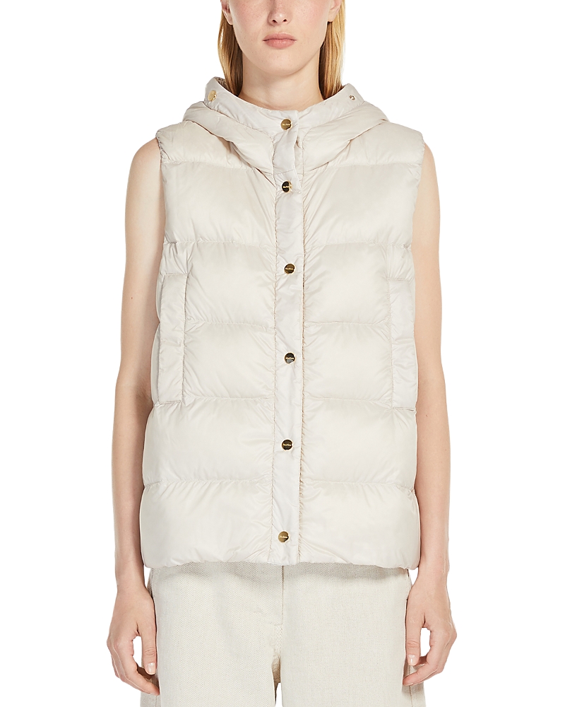 Max Mara Reversible Off-white Jsoft Down Gilet In Sand