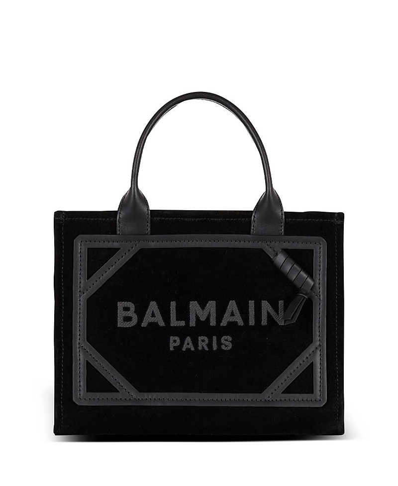 Balmain B Army Medium Shopper Tote Bag In Suede In Black