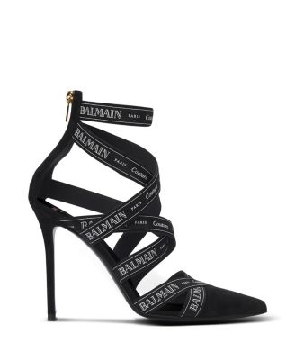 Women's Couture Suede Heels with Ribbon Motif