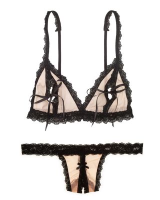 After Midnight Stretch Tulle Peekaboo Bralette & Open-Panel Bikini