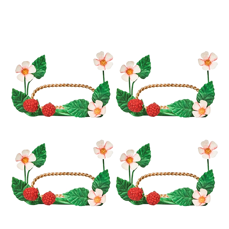Juliska Meadow Raspberry Set Of 4 Card Holders In Green Mult