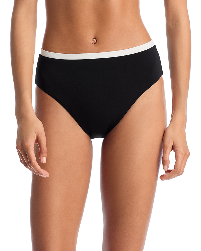 Robin Piccone Tierna High Waist Bikini Bottom In Black/cream