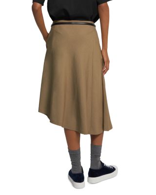 Asymmetric Hem Midi Skirt