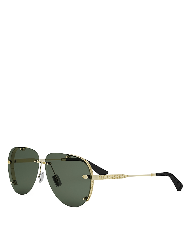 Dior A1u Pilot Sunglasses, 60.7mm In Nickel/ Green