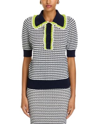 Ruffled Trim Polo Top