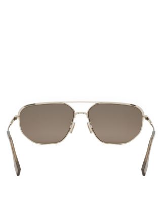 Travel Rectangular Metal Sunglasses, 61mm
