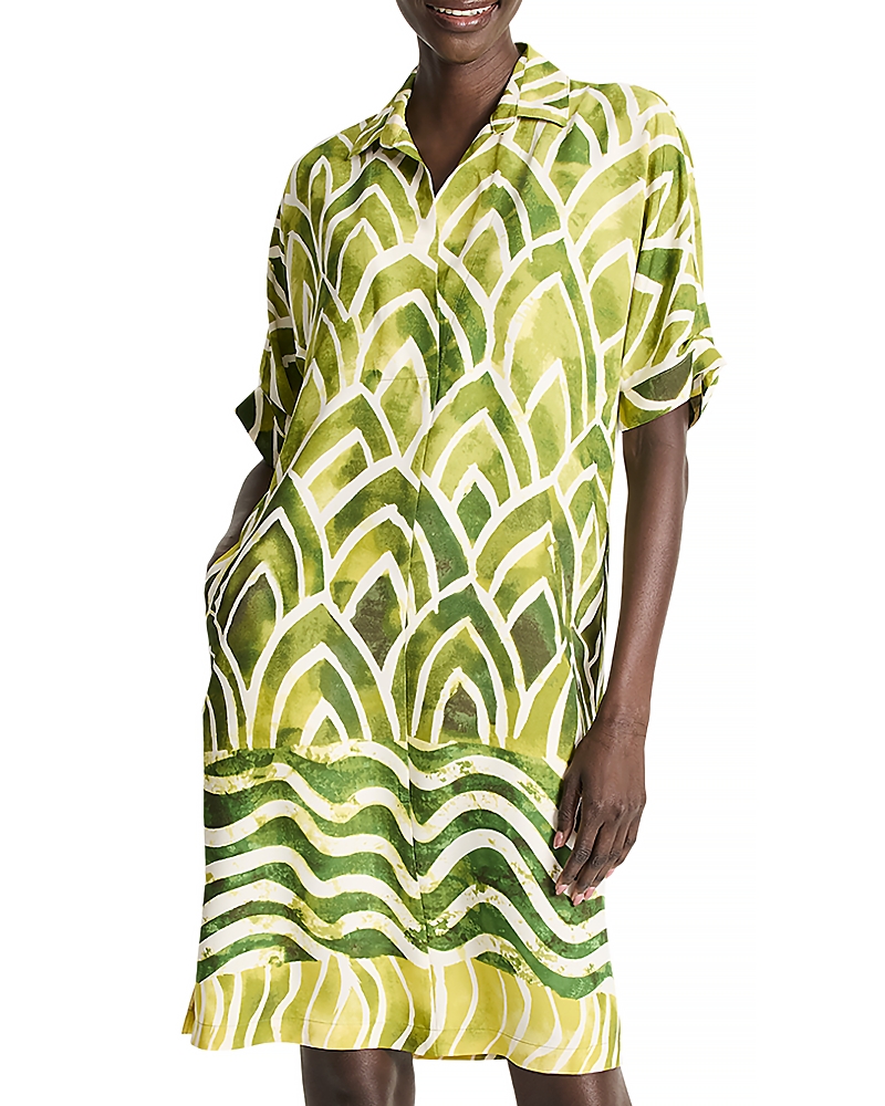 Nic + Zoe Nic+zoe Abstract Print Shift Dress In Green Multi