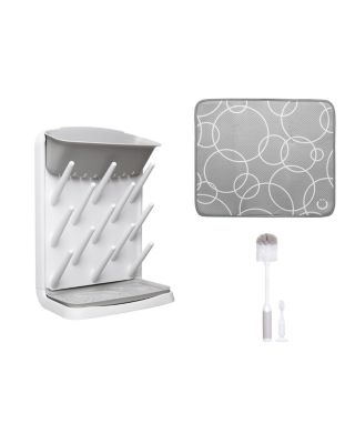 Ubbi - Vertical Bottle Drying Rack, Botte Brush & Microfiber Drying Mat Bundle