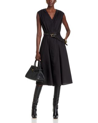 Poplin Belted Midi Dress