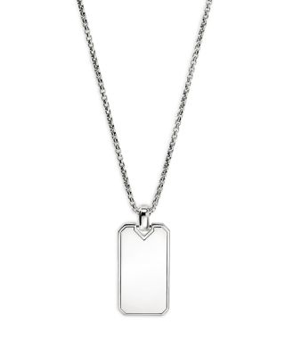 Men's Sterling Silver Icon Dog Tag Pendant Necklace, 22"