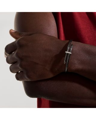 Sterling Silver Spear Diamond Pav&eacute; Flex Bypass Cuff Bracelet