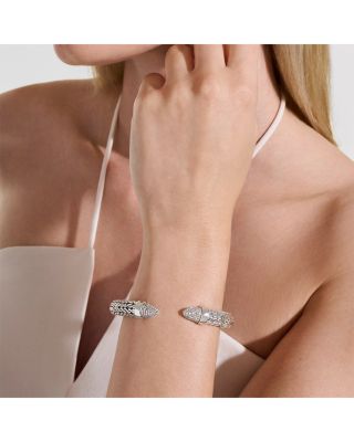 Sterling Silver Spear Diamond Pav&eacute; Flex Cuff Bracelet