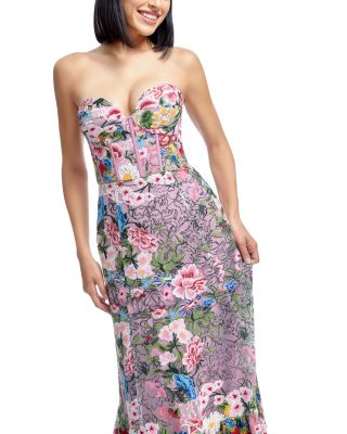 Carina Embroidered Strapless Dress