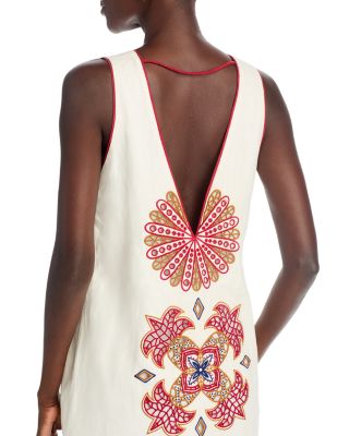 Marys Tiles Off White Richilieu Sleeveless Midi Dress