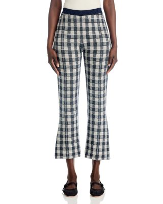 Gingham Cropped Flare Leg Pants