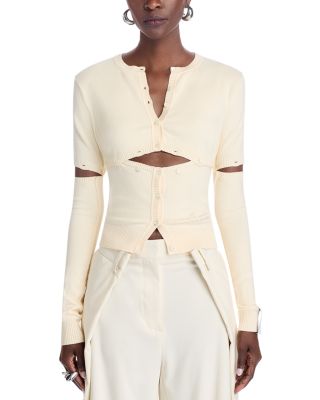 Multi Button Crewneck Cardigan Sweater