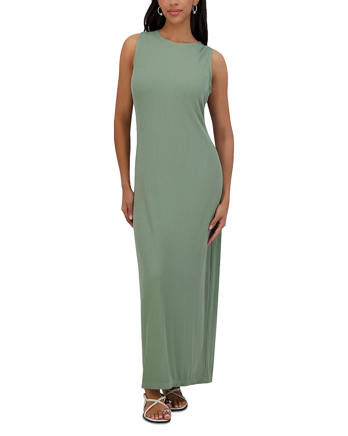 Point Sleeveless Crewneck Straight Dress