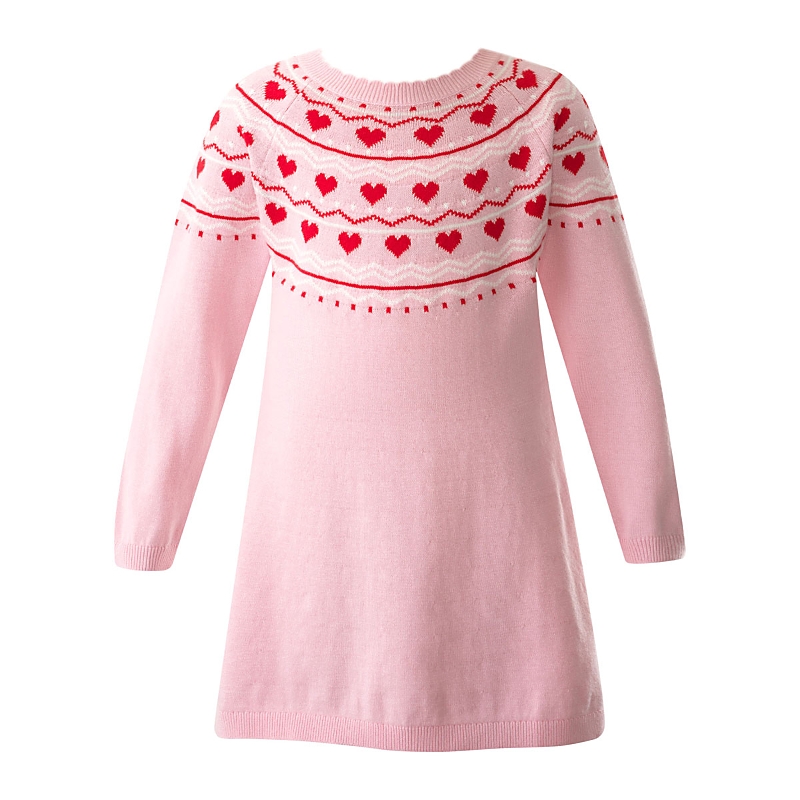Rachel Riley Heart Knit Dress In Pink