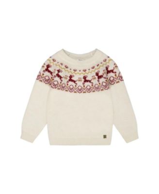 Deux par Deux - Girls' Sweater with Christmas Intarsia - Big Kid