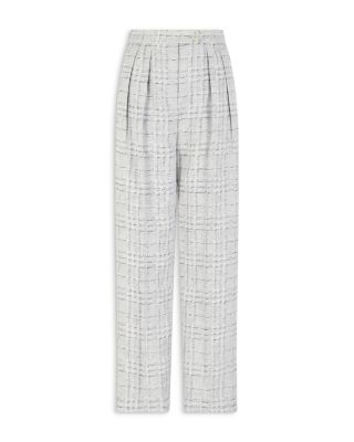 Linen Check Straight Leg Trousers 