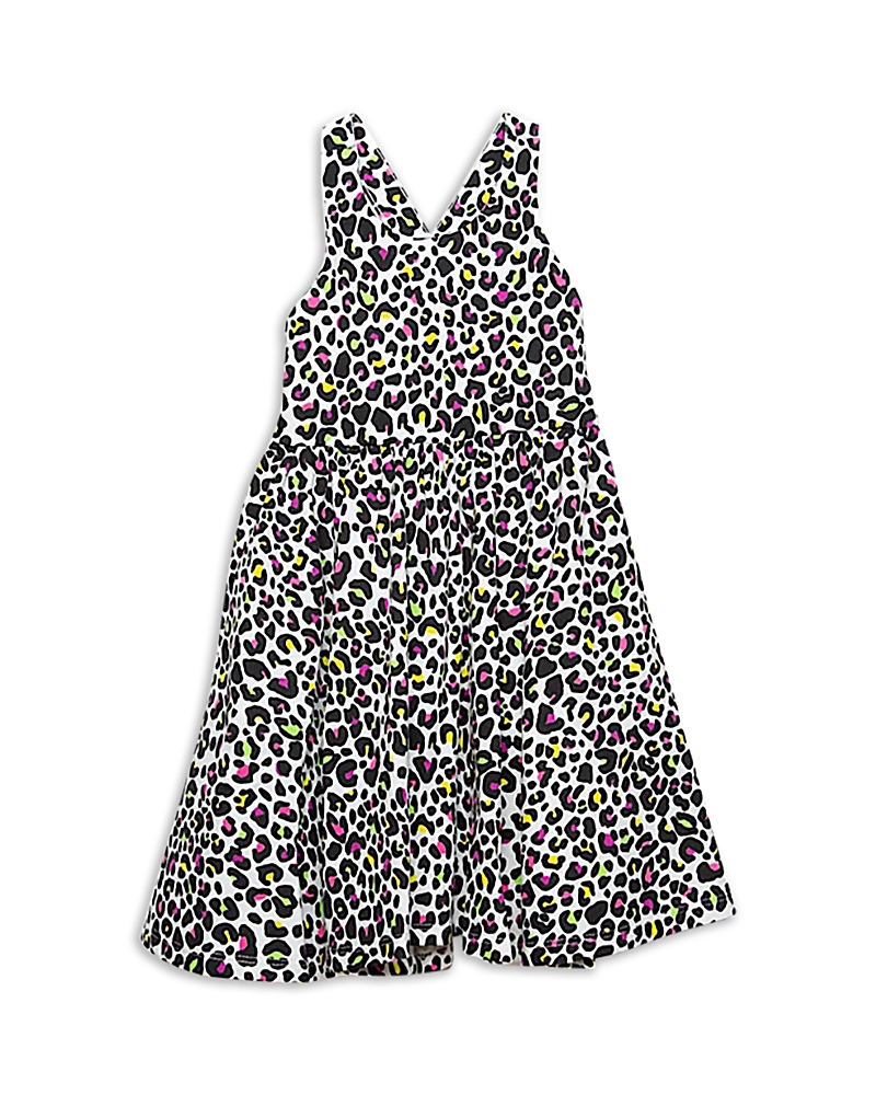 Worthy Threads Girls' Cross Back Dress In Neon Leopard - Little Kid, Big Kid In White