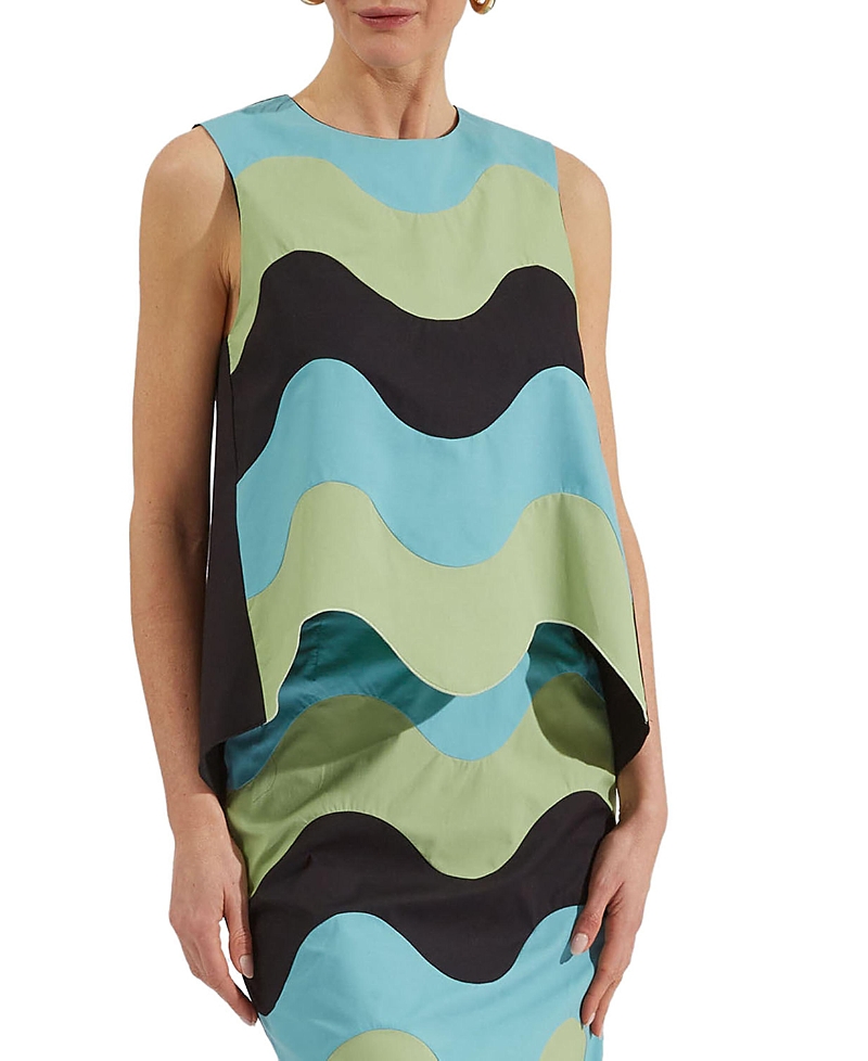 La Doublej La Scala Intarsio Waves Top In Color Block Nero