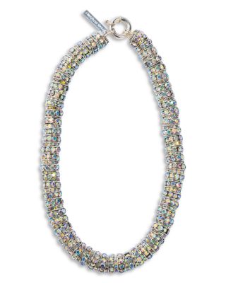 Pearl Octopuss.y - Fat Diamond Crystal Collar Necklace in Silver Plated, 17"-21"