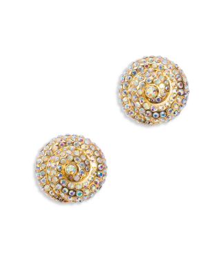 Pearl Octopuss.y - Le Soleil Crystal Spiral Clip On Drop Earrings in 14K Gold Plated
