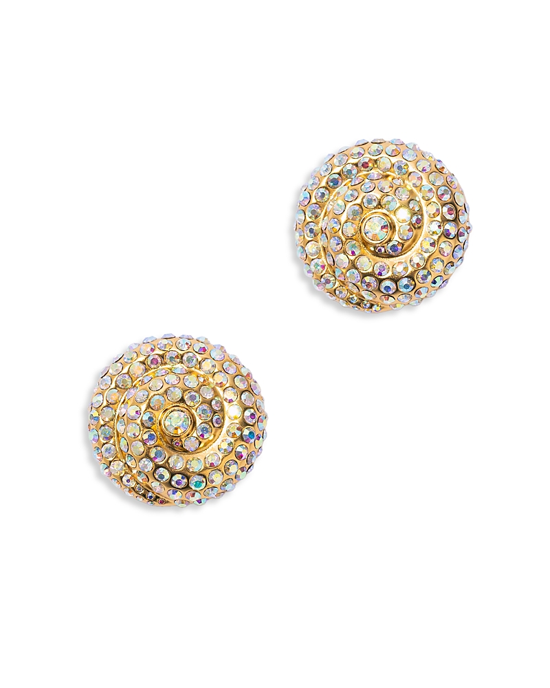 Pearl Octopuss.y Pearl Octopuss. Y Le Soleil Crystal Spiral Clip On Drop Earrings In 14k Gold Plated In Gold