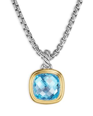Albion&reg; Pendant in Sterling Silver with 18K Yellow Gold and Blue Topaz, 11mm