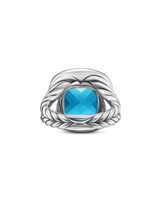 Albion&reg; Ring in Sterling Silver with Blue Topaz and Diamonds, 15mm