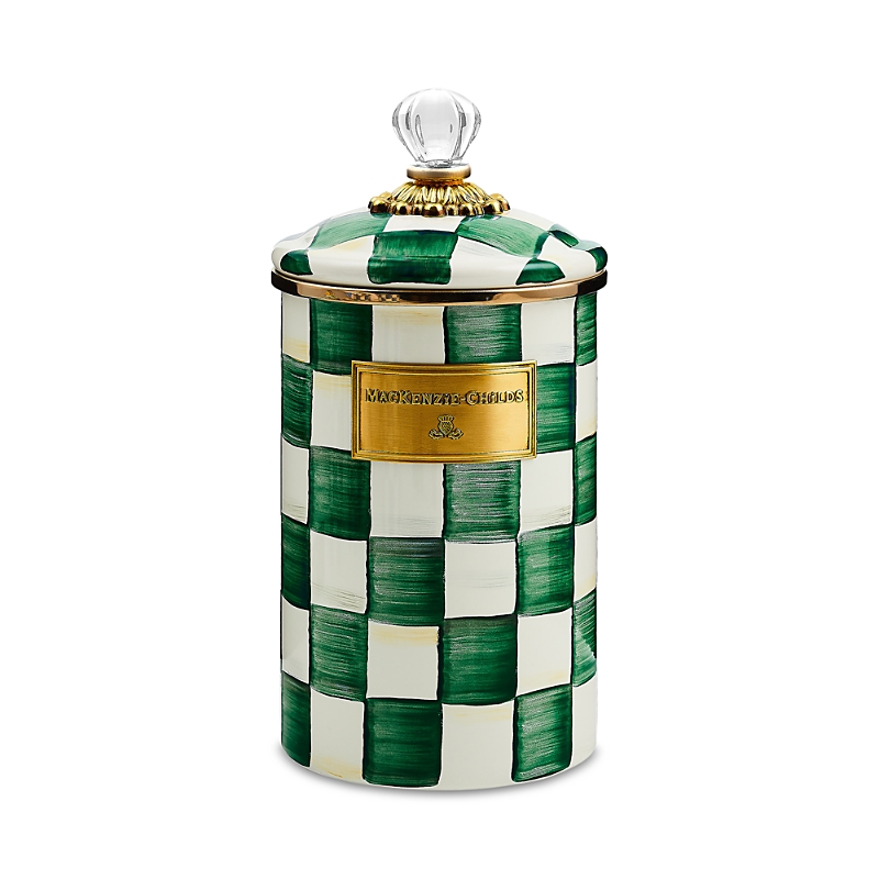Mackenzie-childs Emerald Check Canister, Large