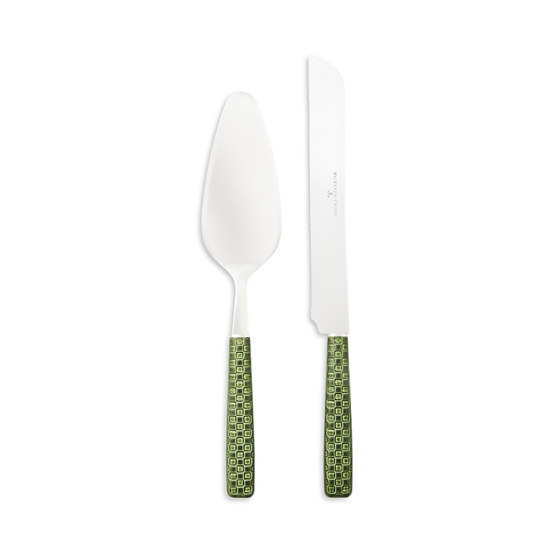 Mackenzie-childs Everyday Green 2-piece Cake Serving Set