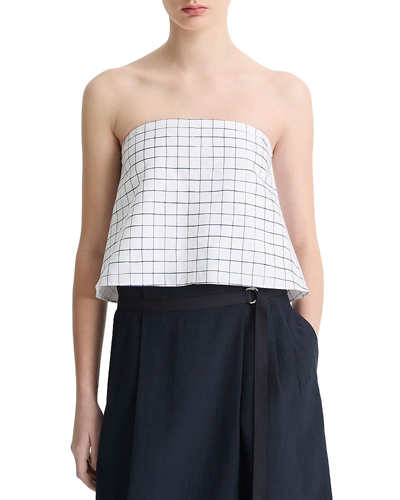 Vince Trellis Plaid Strapless Top