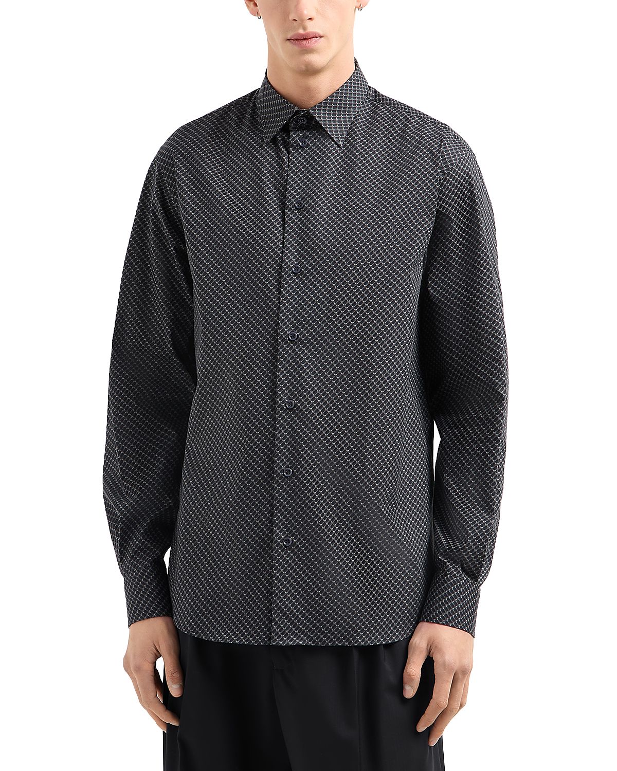 Emporio Armani Regular Fit Geometric Pattern Sport Shirt