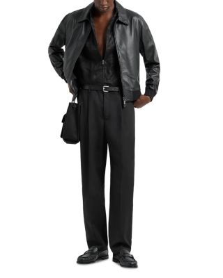 Emporio Armani Regular Fit Lamb Leather Bomber Jacket | Bloomingdale's