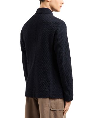 Regular Fit Chevron Jacquard Button Front Blazer