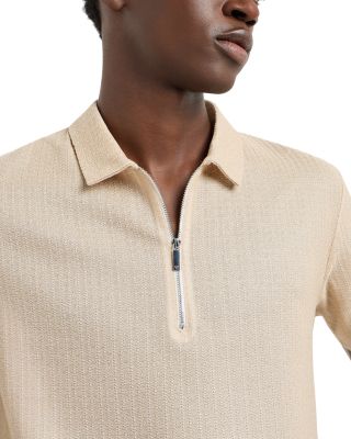 Partial Zip Woven Polo Shirt