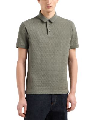 Textured Jacquard Basketweave Polo Shirt 