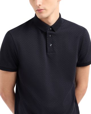 Textured Jacquard Basketweave Polo Shirt 