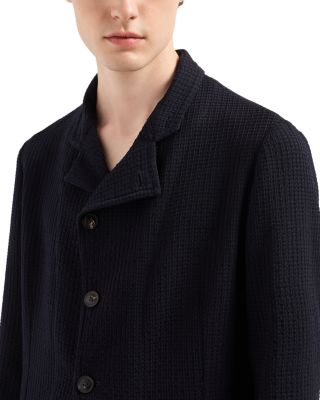 Regular Fit Asymmetric Textured Wool Blazer