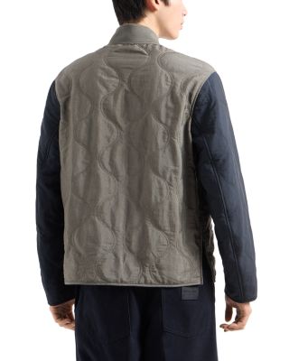 Regular Fit Color Block Quilted Bomber Jacket