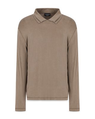 Textured Stretch Long Sleeved Polo Shirt