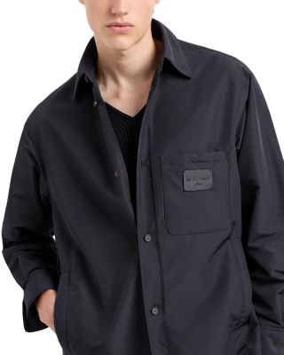 Padded Regular Fit Button Down Shirt With Leather Logo Patch 