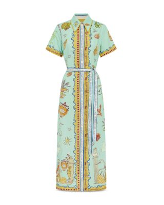 Surrealist Linen Shirt Dress