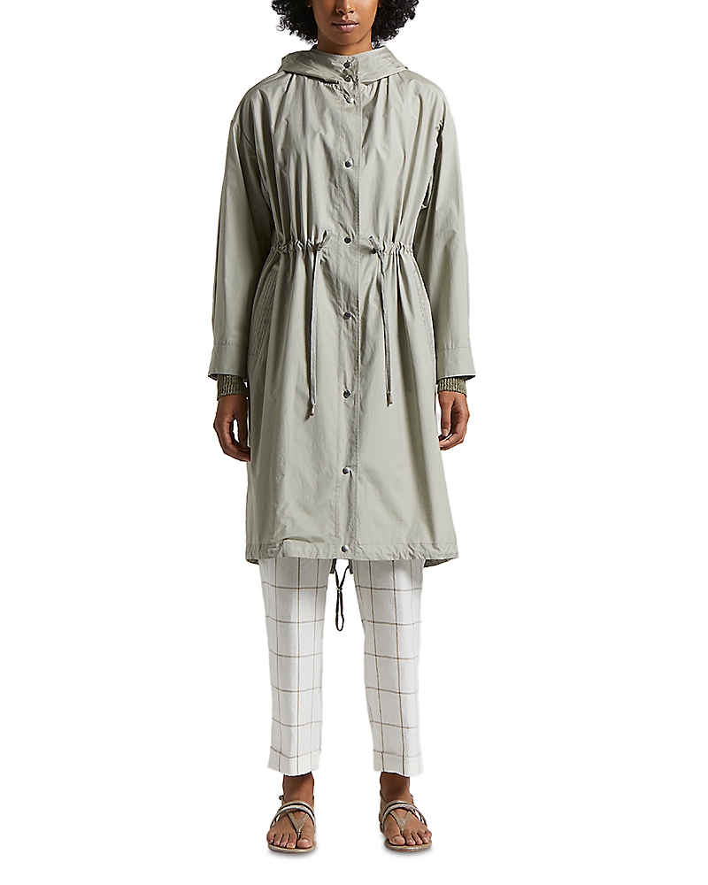 Shop Peserico Hooded Dust Coat In Eucalyptus