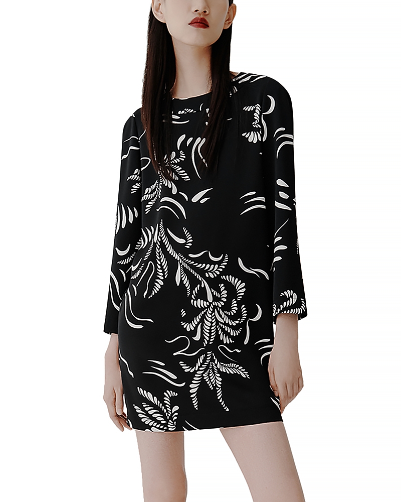 Shop Marella Art.365 Cappa Printed Dress In Black