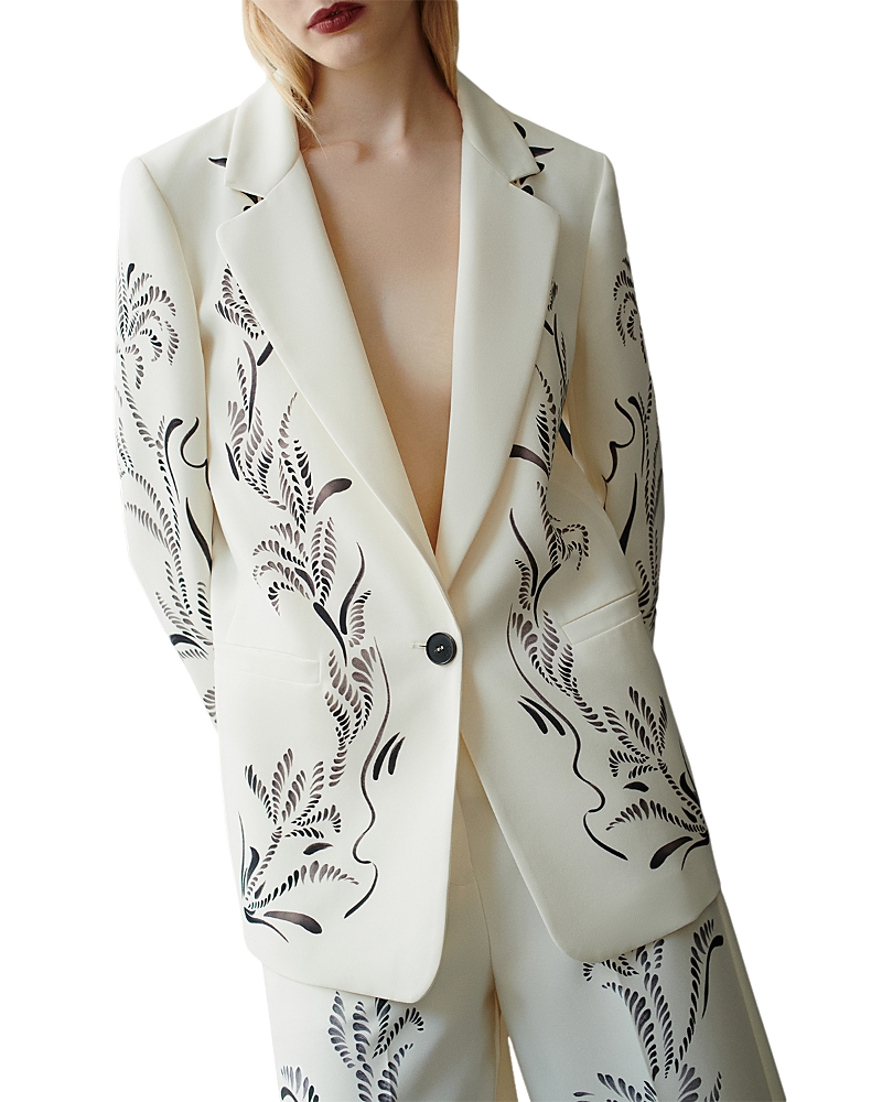 Shop Marella Art.365 Luciana Printed Blazer In Wool White